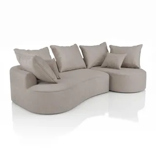 Juskys Sofa Tirano Samt Beige mit Ottomane rechts , Textil , 300x102 cm , Wohnzimmer, Sofas & Couches, Wohnlandschaften, Ecksofas