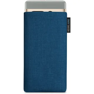 Adore June Classic Ozean-Blau Tasche kompatibel mit Pixel 8 Pro und Pixel 7 Pro Handytasche aus widerstandsfähigem Cordura Stoff mit Display Reinigungs-Effekt, Made in Europe