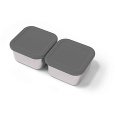 monbento - MB Side Small - 2er Set kleine Lunchboxen Edelstahlfach mit hermetischem Deckel - Herausnehmbare Edelstahlbox für elektrische beheizbare Lunchboxen - Ideal für die Arbeit/Büro - Grau...