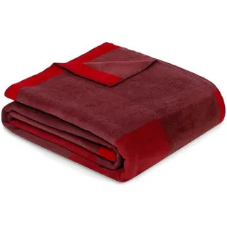 Ibena Ravello Decke 150x200 cm - Baumwollmix weich, warm & waschbar, Kuscheldecke rot mit tollem Muster