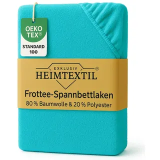 EXKLUSIV HEIMTEXTIL Frottee Spannbettlaken 60-70 x 140 cm 80% Baumwolle, 20% Polyester Öko - Tex Zertifiziert, Markenqualität, Matratzenhöhe bis 10 cm, Türkis