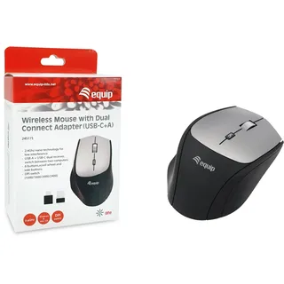 Equip Optische Maus kabellos Dual Adapter USB-C+A Schwarz