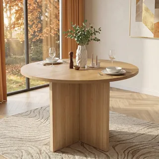 STILVORA rund Esstisch 120×120 cm für 4–6 Personen im skandinavisch-minimalistischen Stil, Rundtisch klassisches Design, Küchentisch Eichenfarbe - Braun