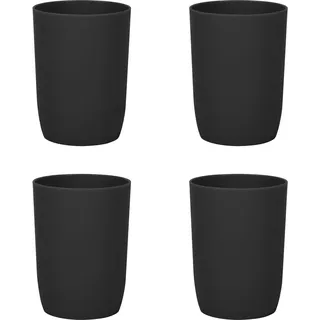 Hebaogugu Zahnputzbecher, Stapelbare Kunststoffbecher 4er Pack 280 ml, Wiederverwendbare Kunststoff-Wasserbecher für Küche, Bad, Bunte Mundspülbecher für Erwachsene, Kinder(Schwarz)