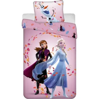 Frozen Baumwoll-Bettwäsche 140x200 cm Deckenbezug + 60x80 cm Kissenbezug mit Reißverschluss