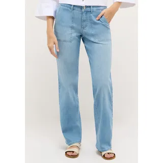 Relax-fit-Jeans ANGELS "LIZ WORKER", Damen, Gr. 38, Länge 30, bleached blau used, Denim/Jeans, Obermaterial: 91% Baumwolle, 6% Polyester, 3% Elasthan, relaxed fit lang, Jeans Relax-fit-Jeans, mit großen Vordertaschen und Fade-Out Effekten