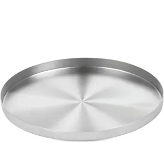 Yvttve Rundes Tablett Silver aus Metall mit 3 Anti Rutsch | Deko Serviertablett aus Edelstahl Design Dekoteller und Dekotablett für Adventskranz Teller (Ø 30 cm, Stainless Steel)