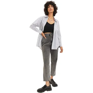 Trendyol Anthrazit Kariertes Hemd, Anthrazit,