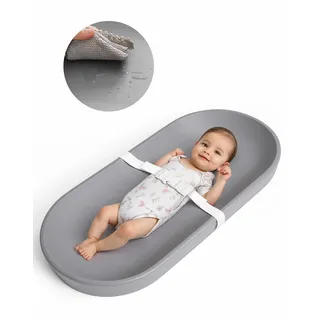 COMOMY Wickelmatte aus Weichem PU Material, Baby Wickelauflage Abwaschbar Abwischbar, Wickeltischauflage mit Sicherheitsgurt, Rutschfest, Ungiftig, Wasserdicht Wickelunterlage für Wickeltisch