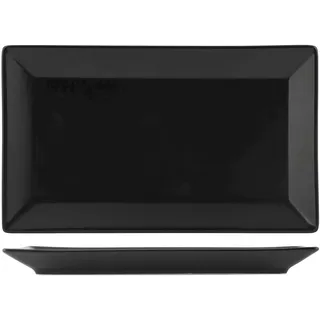 H&H Osaka Set mit 6 rechteckigen Tellern, Steinzeug, Schwarz, 25 x 15 cm