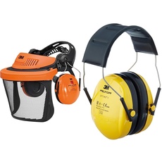 3M PELTOR G5V5CH51 G500 Gesichtsschutz und Gehörschutzkombination, Orange,36 & Peltor Optime I Ohrenschützer H510A, leichter Gehörschutz mit weichen Kissen, gelb, 25