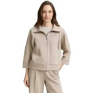 Sweatjacke TOM TAILOR "Boxy", Damen, Gr. XXL, soft taupe grau, Sweatware, Obermaterial: 51% Polyester, 42% Viskose, 7% Elasthan, unifarben, regular fit normal, ohne Ausschnitt, Bündchen, Sweatjacken Sweatjacke, mit Taschen