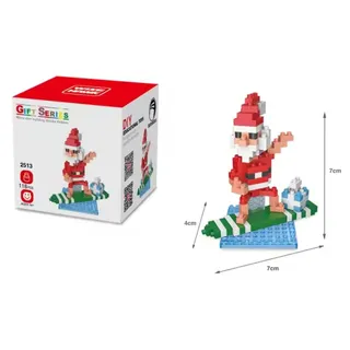Weihnachtsmann Surfbrett Micro-Bricks Figur Bausatz Weihnachten Klemmbausteine