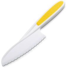 Zenker meets Haribo Messer aus Kunststoff – Küchenmesser mit Wellenschliff für Erwachsene und Kinder – Kindermesser im Haribo-Design, Weiß/Gelb