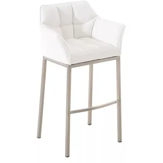 In And OutdoorMatch Barhocker Brock - Weiß - Kunstleder - Mit Rückenlehne und Armlehne - Ergonomisch - 1er-Set - Deluxe - Weiß
