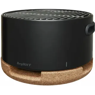 BergHoff Tischgrill Leo schwarz (Holzkohlegrill tragbar, Camping Grill inkl. Zubehör, Tragbarer Reisegrill kompakte Bauweise, mit Korkpad) 2415601