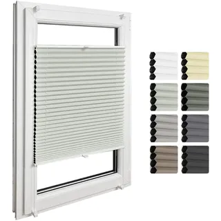 Home-Vision Premium Doppelplissee mit Klemmfix Weiß-Grau-Grün B95 x H120cm | Wabenplissee ohne Bohren Modern Klemmfix Blickdicht Plissee Sonnenschutz Hitzeschutz Jalousie für Fenster Thermo