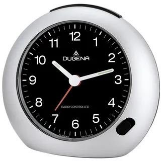 DUGENA Quarzwecker 4460384, schwarz, lautlos, mit Weckzeiger, Weckwiederholung, Zifferblattblattbeleuchtung, Crescendo