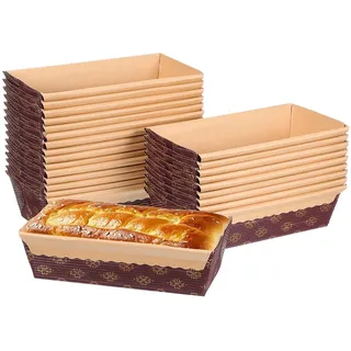 Alipis 25 StüCk Einweg-Brotbackformen Aus Wellpappe, Rechteckige Kastenform FüR Brot Und Kuchen, Stapelbar Und Platzsparend, 17 X 9.5 X 5 Cm, Kaffeefarben
