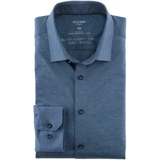 Businesshemd OLYMP "No. Six 24/Seven super slim", Herren, Gr. 36, N-Gr, blau (rauchblau), Web, Obermaterial: 92% Baumwolle, 8% Elasthan, sehr schmal, Hemden Businesshemd, in bequemer Jersey-Qualität