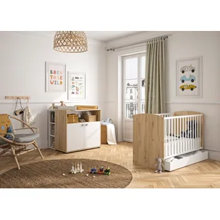 Galipette Babymöbel-Set »Arthur«, (5 tlg., mit Bett und Bettschublade, Wickelkommode, Wickelaufsatz und Regal), braun