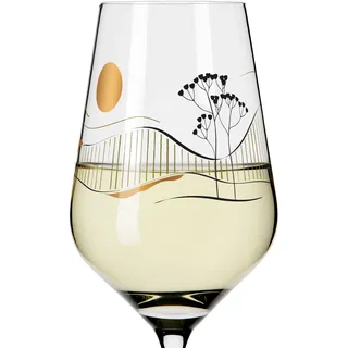 HERZKRISTALL WEIßWEINGLAS #8 VON CHRISTINE KORDES - Grün, Gold, Schwarz