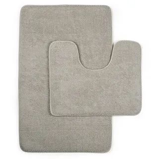 Beldray Chenille Memory Foam Badematten-Set, 2-teilig, Beige | Weiche Chenille, Memory-Foam-Polsterung, rutschhemmende PVC-Rückseite, maschinenwaschbar bei 30 °C, 2er-Set