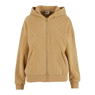 URBAN CLASSICS Jacquard Velvet Oversized Reißverschlusspullover Union Beige M