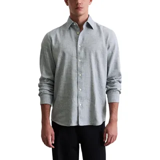 Marc OߴPolo Herren Leinenhemd mit Kentkragen Regular Fit, Grau (Dark Blue Multi 01), XL