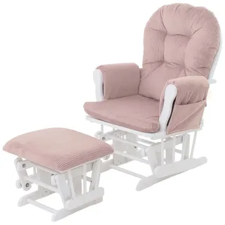 Mendler Relaxsessel HWC-C76 Cord 52 x 103 x 52 cm Rosa mit Hocker