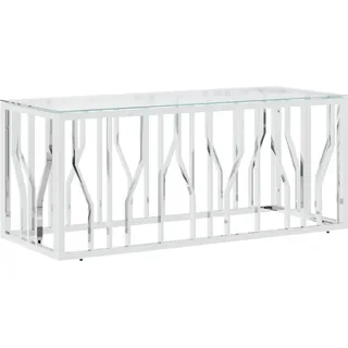 vidaXL Couchtisch 110x45x45 cm Edelstahl und Glas - Silber