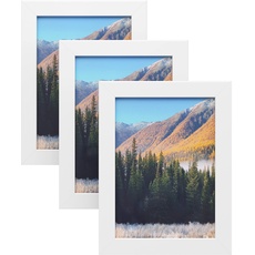 Bild von Bilderrahmen im 3er-Set, 13 x 18 cm Bilderrahmen Collage, Fotorahmen mit Glasscheibe, Rahmenbreite 2cm, MDF Weiß