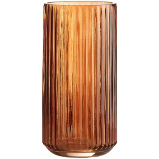 TIMEFOTO Blumenvase, 19,1 cm, bernsteinfarbene, verdickte, mundgeblasene Glasvase, rund, Vintage-Stil, gestreift, Flaschen für Bücherregal, Esstisch, Büro, Schreibtisch, Konferenzraum, Badezimmer,
