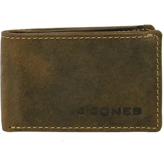 J.Jones - Herren Mini Geldbörse - Slim Wallet - Echt-Leder - RFID-Schutz - Used Optik - Antik Braun (10 x 6,5 cm)