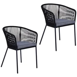 Estexo Gartenstuhl Lounge Stuhl 2er Set Gartensessel 56 x 76 x 56 cm schwarz