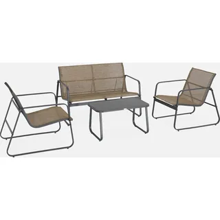sweeek - Gartenset aus Metall und Textilene für 4 Personen - Anthrazit - Grau