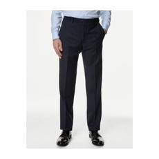 Mens M&S SARTORIAL Regular Fit Pure Wool Check Suit Trousers - French Navy, French Navy - 40