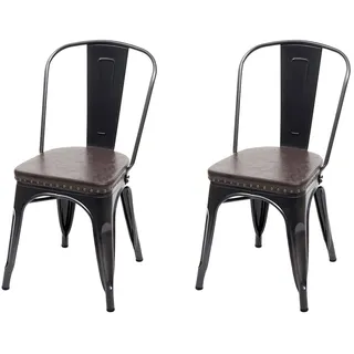Mendler Esszimmerstuhl HWC-H10e Kunstleder schwarz-braun 2er Set