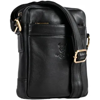 MATADOR, Handgefertigte Leder Umhängetasche für Herren, Crossbody-Tasche mit Reißverschluss und verstellbarem Riemen, Ideal für Reisen und Alltag, NAPPA Black