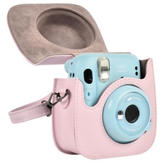 SAIKA Schutzhülle Kameratasche für Instax Mini 12/11, Sofortbildkamera Tasche für Mini 12/11 mit Verstellbarem Gurt-Rosa