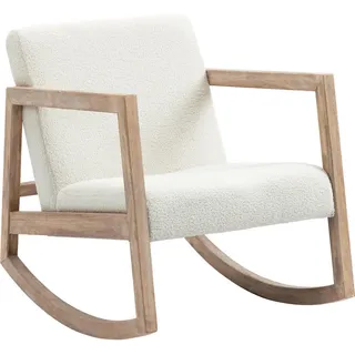 Homcom Schaukelstuhl, Kautschukholz, Cremeweiß , Kunststoff , 81x71x60 cm , Wohnzimmer, Sessel, Schaukelstühle