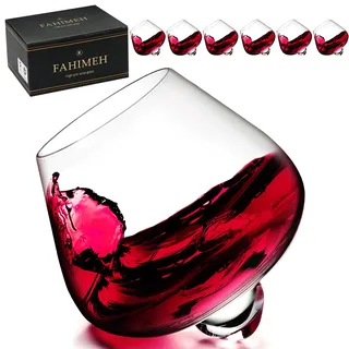 FAHIMEH Rum Gläser, Rotating Whisky Cognac Whiskey Gläser Ohne Stiel Wackelgläser Tasting Weinglas Kristall Tumbler Likörgläser Gin Glas, Personalisiert Männer Geschenke 6er set, 200ml