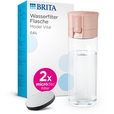 BRITA Wasserfilter Flasche Model Vital apricot (600ml) inkl. 2 MicroDisc Filter – Praktische Trinkflasche mit Wasserfilter für unterwegs, filtert Chlor & Bakterien beim Trinken/spülmaschinengeeignet