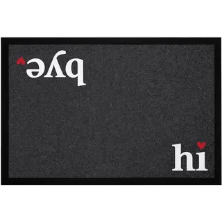 MoonWorks® Fußmatte Hi Bye Willkommen Türmatte mit Spruch lustig rutschfest & waschbar Schwarz 60x40cm