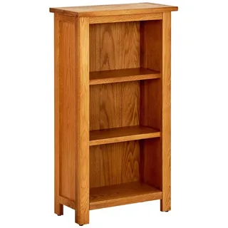 vidaXL Bücherregal mit 3 Fächern 45/22,5/82 cm aus Eiche Massivholz , Honigeiche , Holz , Rechteckig , 45x82x22.5 cm , Wohnzimmer, Regale, Bücherregale