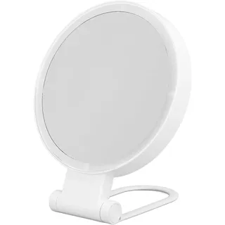 Asixxsix Beleuchteter Schminkspiegel,1- Bis 5-fache Vergrößerung, Doppelseitiger Vergrößerungsspiegel mit LED-Licht und Klappgriff,3-Farben-Touch-Steuerung,Kosmetikspiegel,Reise-Handspiegel