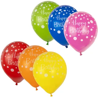 Luftballons "Happy Birthday", bunt, O30cm, 12 Stk.