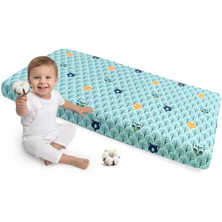 Medi Partners Spannbettlaken 60x120 Baby Bettlaken Kinderbett Spannbetttuch 100% Baumwolle - Fitted Kinder Sheet Bettwäsche Babymatratze Schlafsack Babybett (Wald mit Minze)