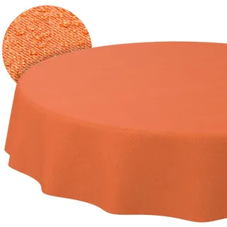 ANRO Tischdecke abwaschbar Orange Leinenoptik Rund 100 cm – Gartentischdecke Indoor Outdoor wasserabweisend schmutzabweisend pflegeleicht Schnittkante