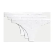 Womens Body by M&S 3pk Body SoftTM Lace Thongs - White, White - 28